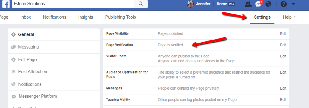 how to verify your facebook page